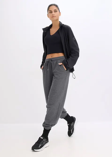 Top sportivo con sostegno medio in tessuto dalla mano simile al cotone, bonprix