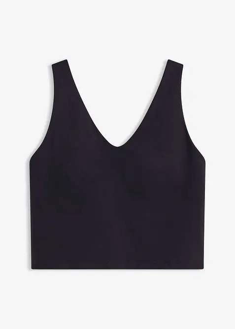 Top sportivo con sostegno medio in tessuto dalla mano simile al cotone, bonprix