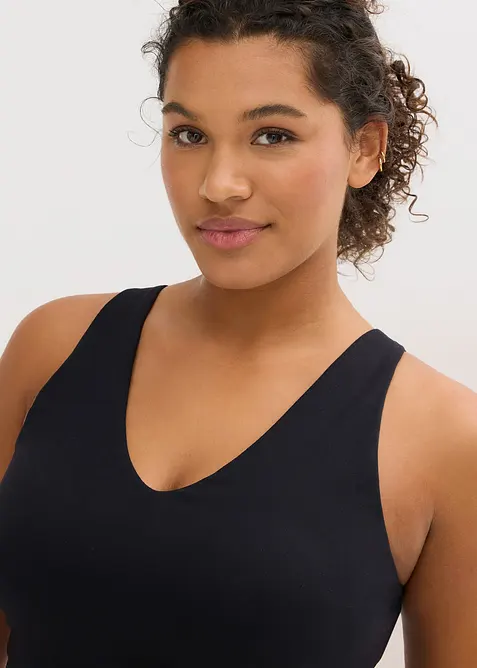 Top sportivo con sostegno medio in tessuto dalla mano simile al cotone, bonprix