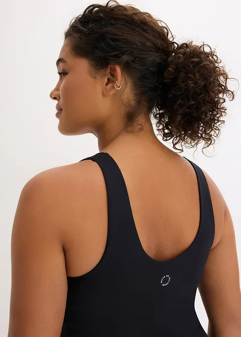 Top sportivo con sostegno medio in tessuto dalla mano simile al cotone, bonprix