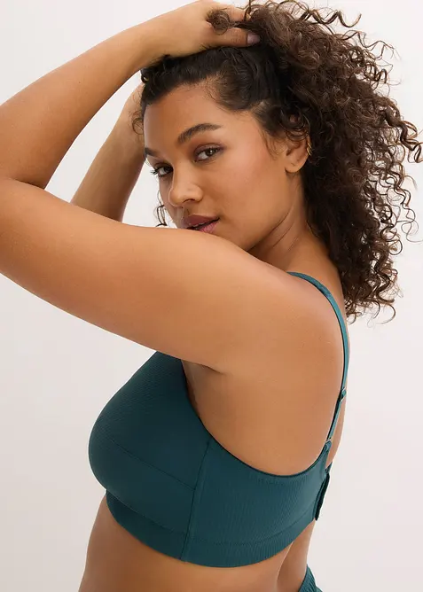 Reggiseno sportivo con leggero sostegno in tessuto a coste, bonprix