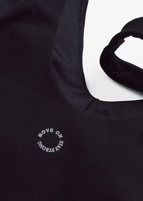 Top sportivo con sostegno medio in tessuto dalla mano simile al cotone, bonprix