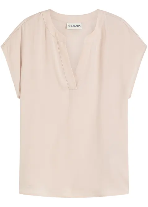 Blusa in satin a maniche corte, taglio morbido a spalle scese, bonprix