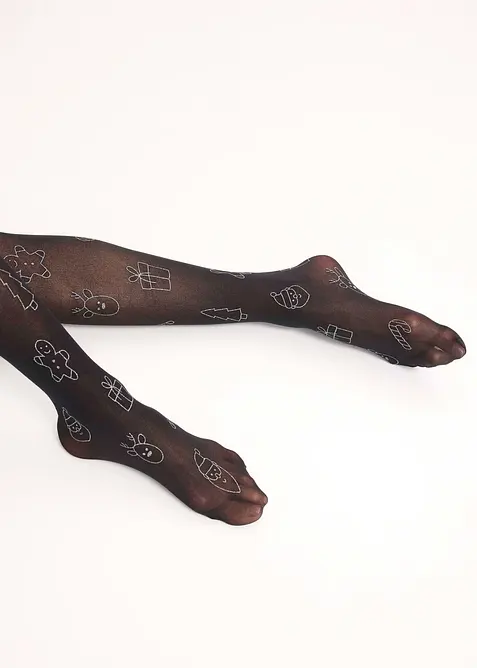 Collant con stampa natalizia glitterata, bonprix