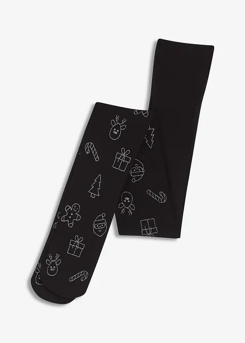 Collant con stampa natalizia glitterata, bonprix