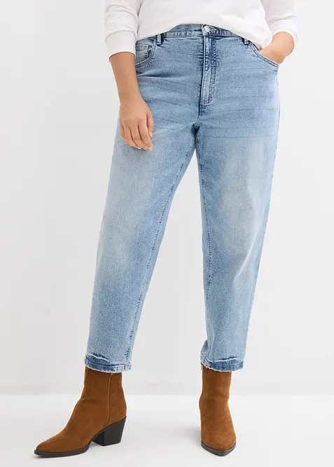 Mom jeans cropped low stretch, vita alta, bonprix