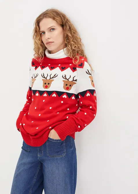 Maglione natalizio con renne, bonprix
