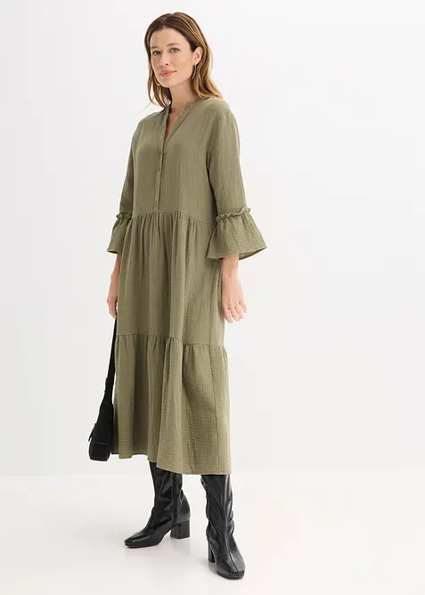 Abito midi in mussola morbida, bonprix