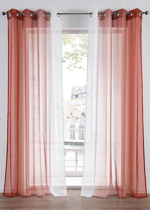 Tende trasparenti in voile leggero, anche extra lunghe (pacco da 2), bonprix