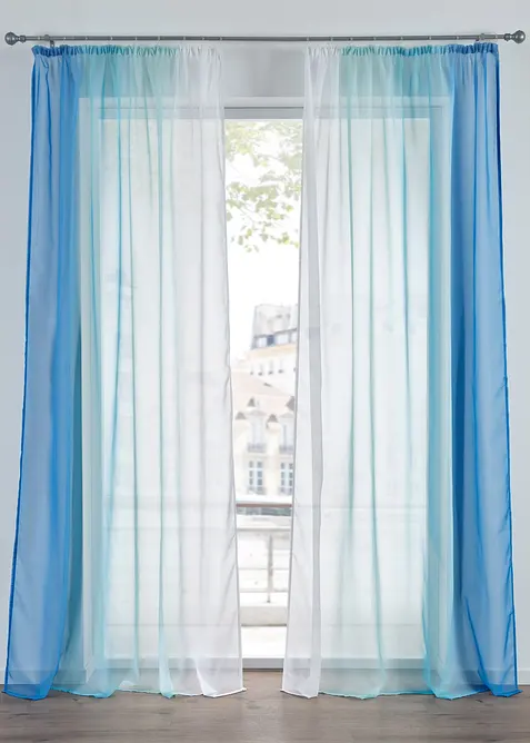 Tenda trasparente in voile leggero, anche extra lunga (pacco da 2), bonprix