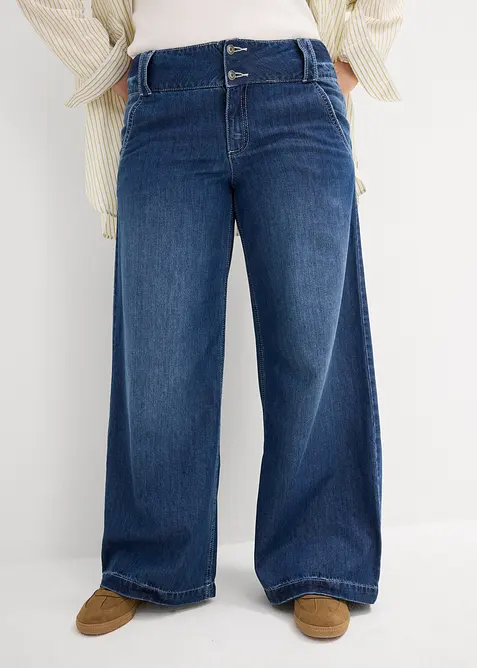 Jeans wide leg super soft, vita alta, bonprix