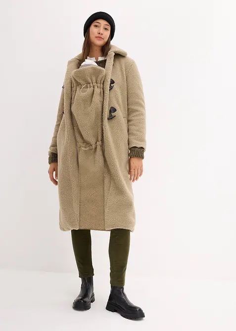 Cappotto prémaman in pile teddy 3 in 1 con inserto babywearing, bonprix