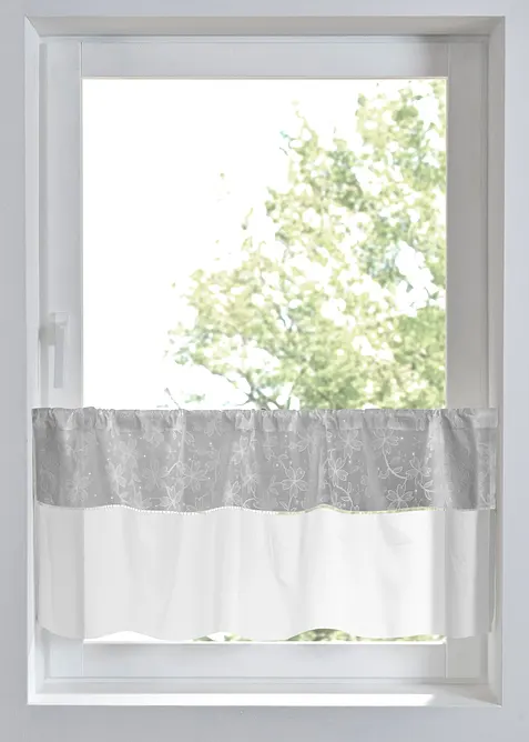 Tenda a vetro in cotone biologico con ricami, bonprix