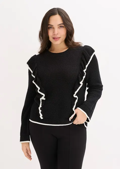 Maglione in filato fine di misto cotone, bonprix