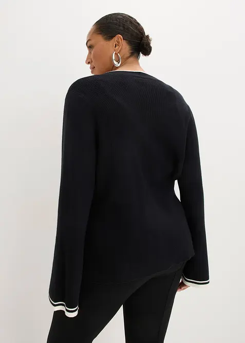 Cardigan a coste in misto viscosa, bonprix