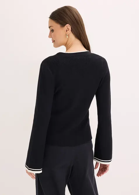 Cardigan a coste in misto viscosa, bonprix