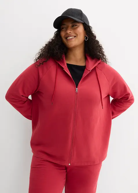 Felpa con zip in puro cotone biologico, bonprix