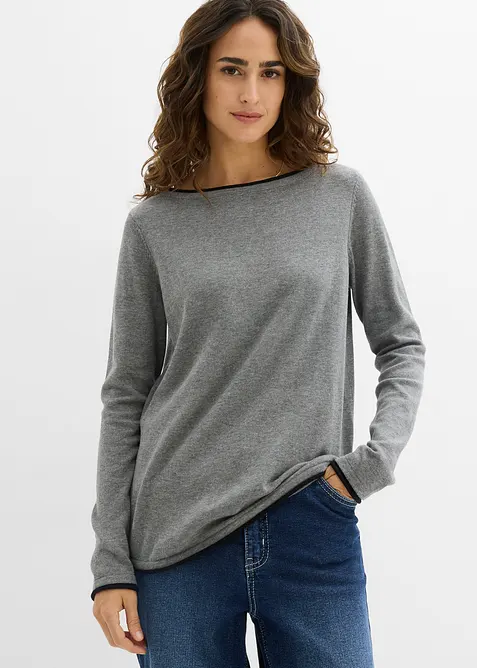 Maglione in filato fine misto cotone, bonprix