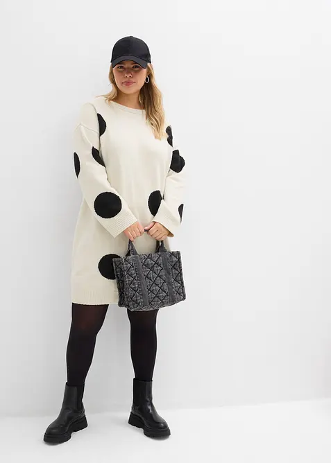 Abito oversize in maglia a pois, bonprix