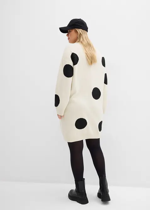 Abito oversize in maglia a pois, bonprix
