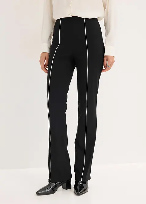 Pantaloni elasticizzati flared in bengalina, bonprix