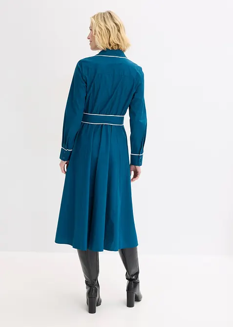 Abito chemisier in popeline di cotone con finitura no stiro (set 2 pezzi), bonprix