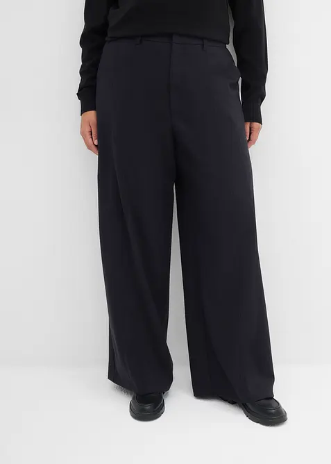 Pantaloni larghi in misto viscosa, vita alta, bonprix