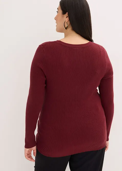 Maglione a coste con viscosa, bonprix