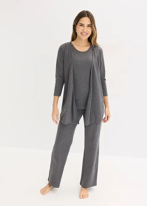 Top, giacca, pantaloni (set 3 pezzi) con viscosa, bonprix