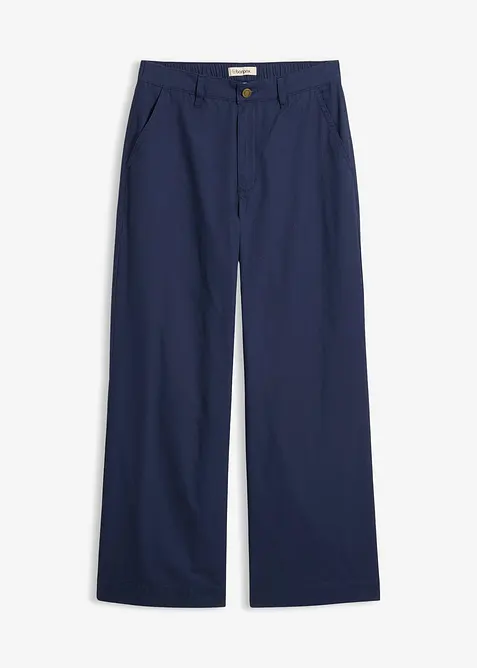 Pantaloni larghi in puro cotone, vita alta, bonprix