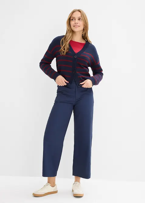 Pantaloni larghi in puro cotone, vita alta, bonprix