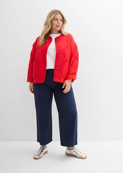 Pantaloni larghi in puro cotone, vita alta, bonprix