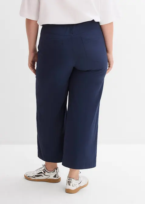 Pantaloni larghi in puro cotone, vita alta, bonprix