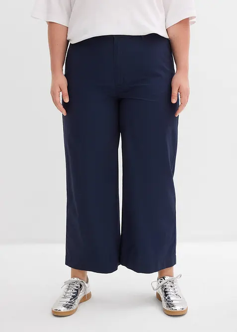Pantaloni larghi in puro cotone, vita alta, bonprix