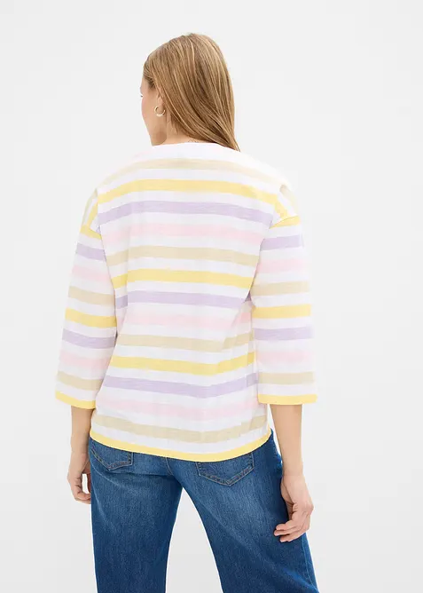 Maglia in cotone biologico fiammato con maniche a 3/4, bonprix