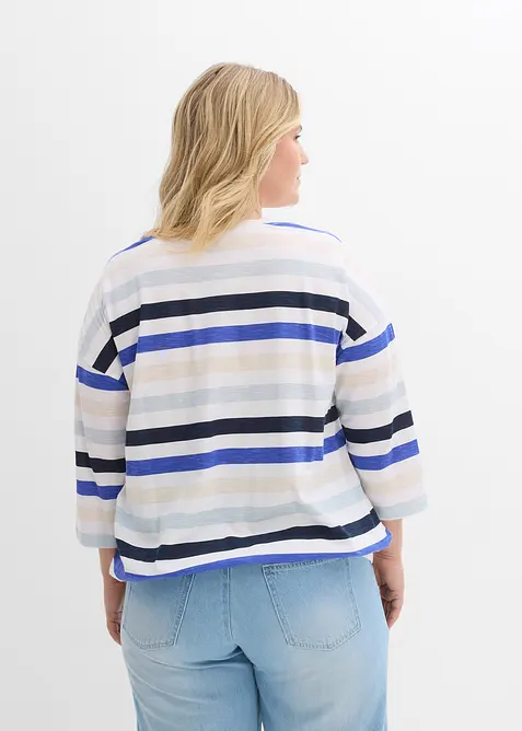 Maglia in cotone biologico fiammato con maniche a 3/4, bonprix