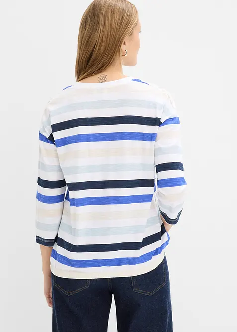 Maglia in cotone biologico fiammato con maniche a 3/4, bonprix