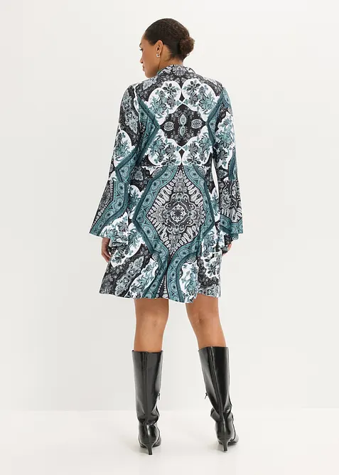 Abito in jersey con colletto dritto e maniche a volant, bonprix