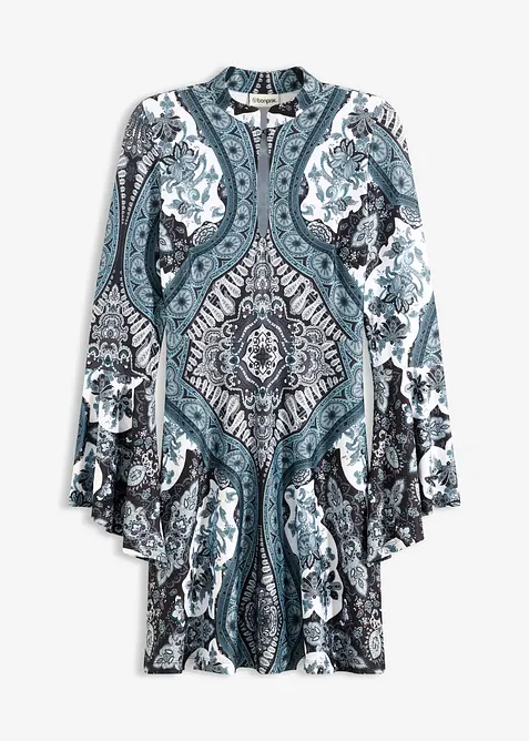 Abito in jersey con colletto dritto e maniche a volant, bonprix