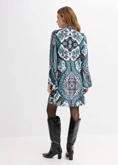 Abito in jersey con colletto dritto e maniche a volant, bonprix