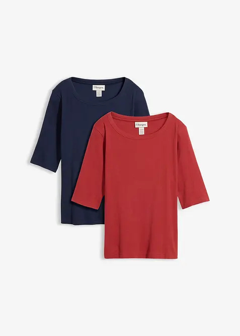 Maglia a costine con cotone biologico (pacco da 2), bonprix