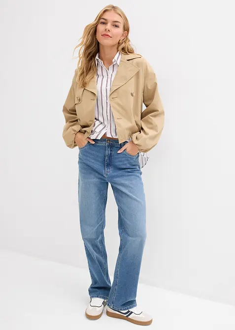 Jeans straight loose fit, vita alta, bonprix