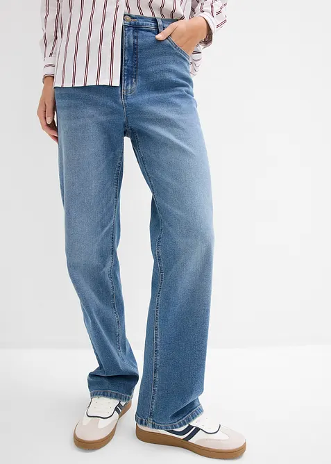 Jeans straight loose fit, vita alta, bonprix