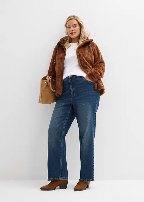 Jeans straight loose fit, vita alta, bonprix