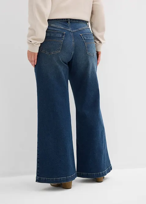 Jeans wide leg lunghi, vita media, bonprix