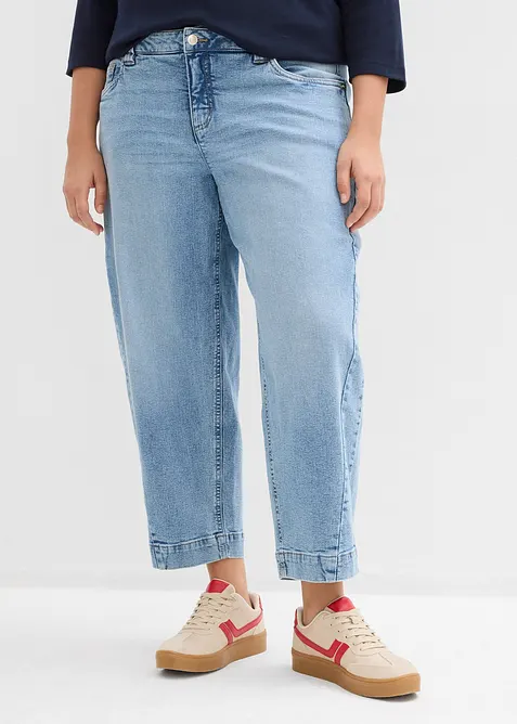 Jeans barrel cropped, vita media, bonprix