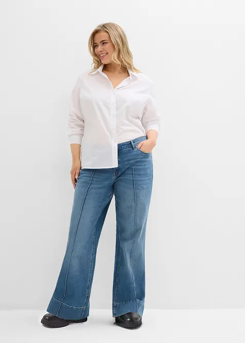Jeans wide leg full length, vita media, bonprix