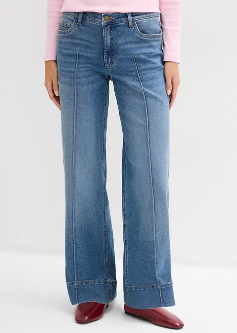 Jeans wide leg full length, vita media, bonprix