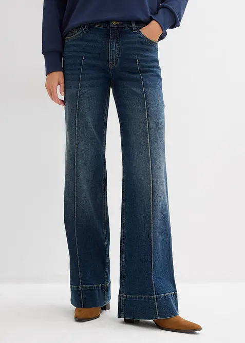 Jeans wide leg full length, vita media, bonprix