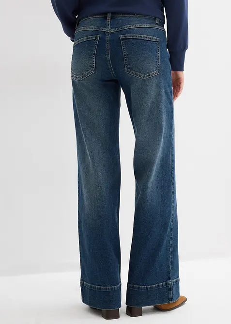 Jeans wide leg full length, vita media, bonprix